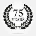 75 years. Anniversary or birthday icon with 75 years and  laurel wreath. Vector illuatration Royalty Free Stock Photo